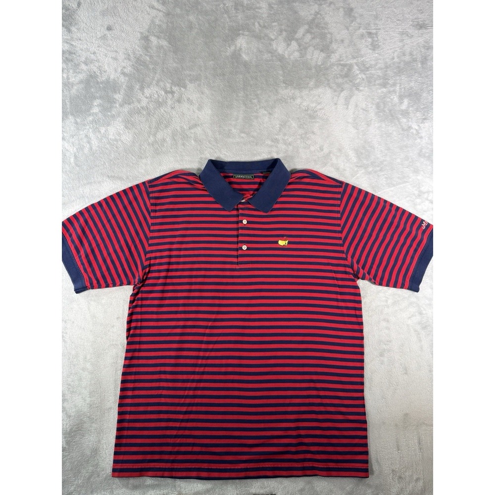 Masters Collection‎ Shirt Mens Large Red Blue Striped Golf Polo